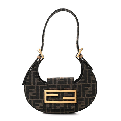 Fendi Fabric Jacquard FF 1974 Mini Cookie Hobo Bag Tobacco Moro 1 of 10