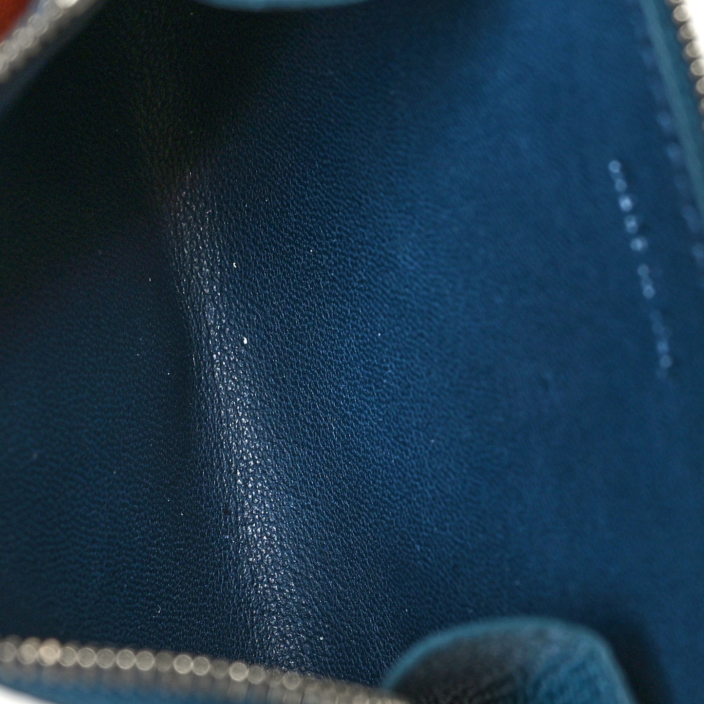 Drummed Calfskin Medium Half Zip Multifunction Wallet Coin Purse Blue