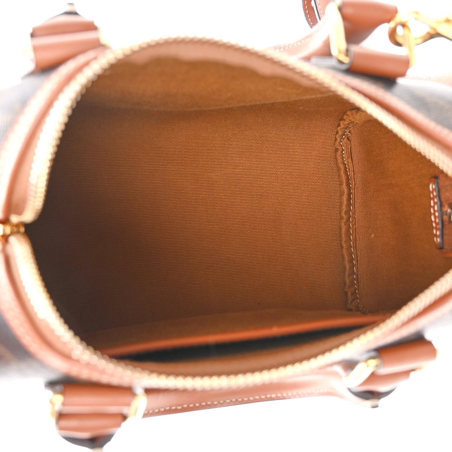 Celine Triomphe Canvas Calfskin Small Boston Bag Tan 5 of 9