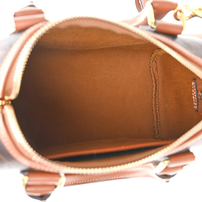 Celine Triomphe Canvas Calfskin Small Boston Bag Tan 5 of 9