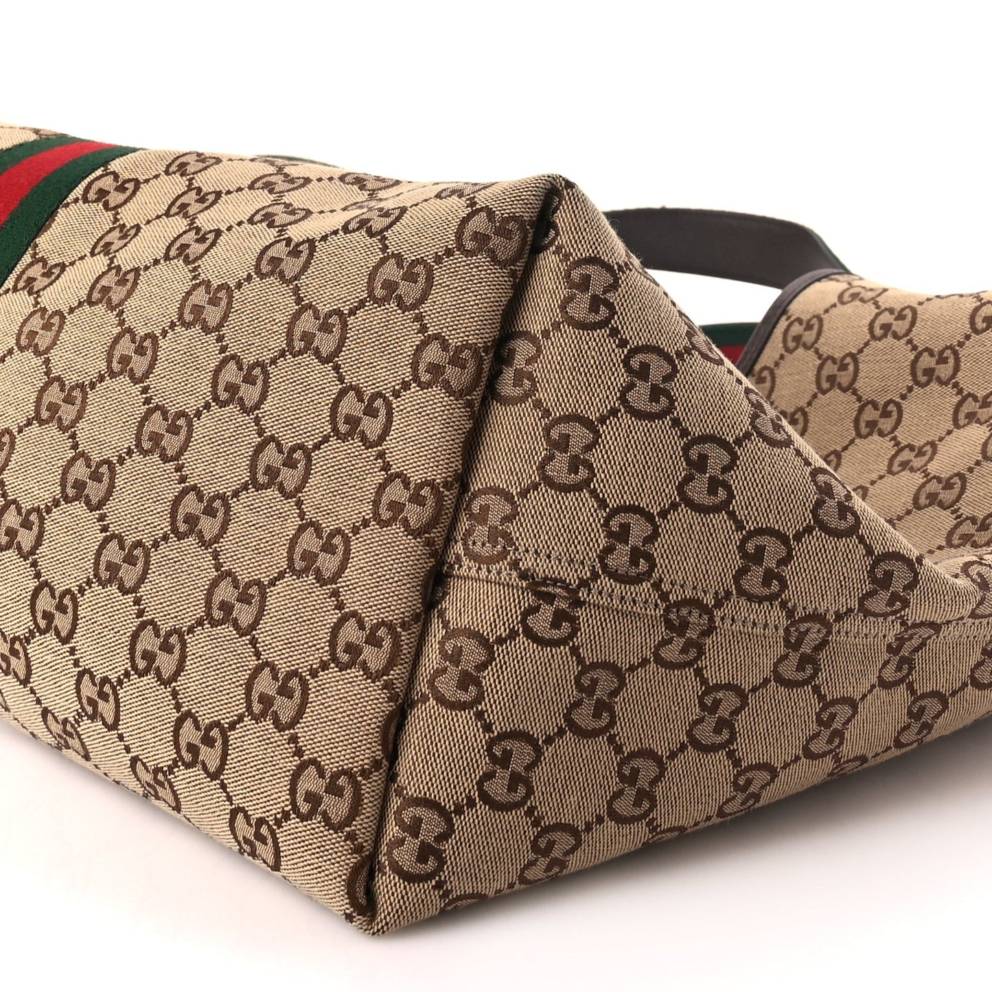 GG Supreme Monogram Web Large Giglio Tote Beige Dark Brown