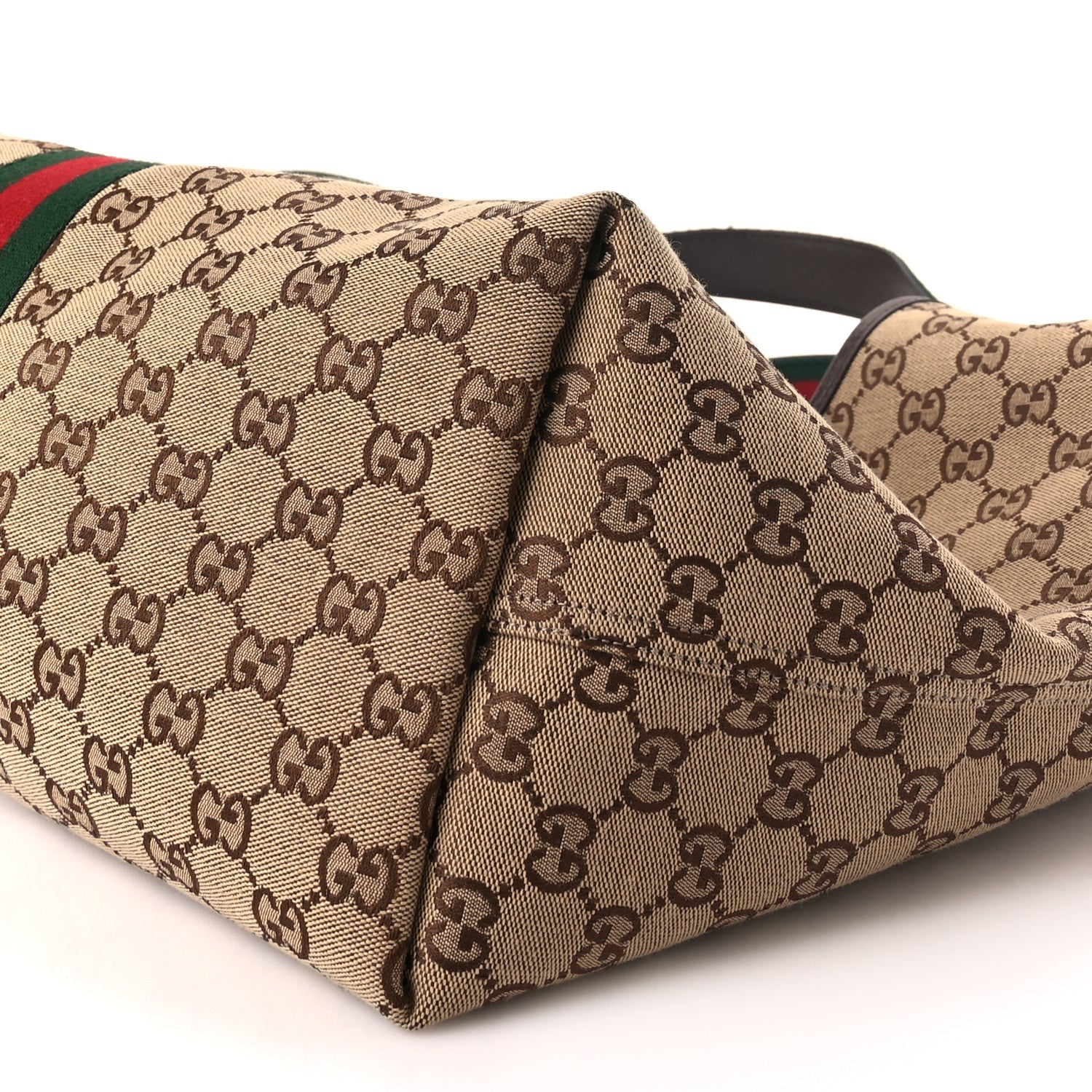 Gucci GG Supreme Monogram Web Large Giglio Tote Beige Dark Brown 9 of 9