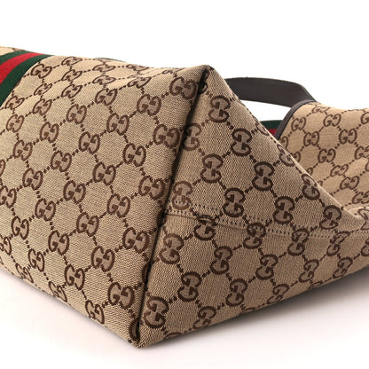 Gucci GG Supreme Monogram Web Large Giglio Tote Beige Dark Brown 9 of 9
