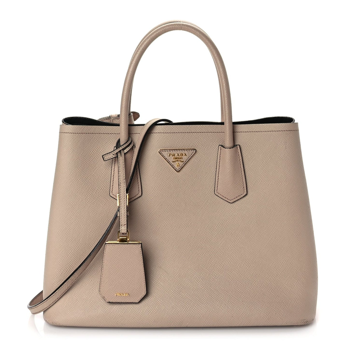 Saffiano Cuir Medium Double Bag Cammeo Black