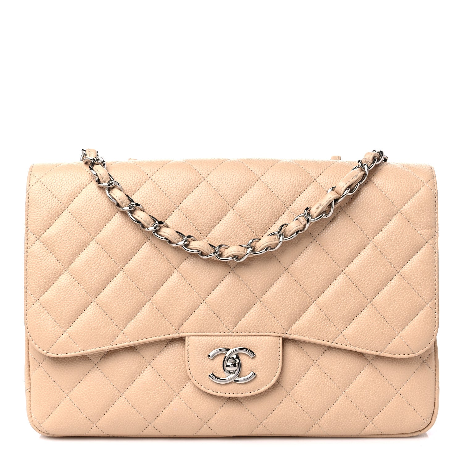 Chanel Caviar Quilted Jumbo Single Flap Beige 1 of 11