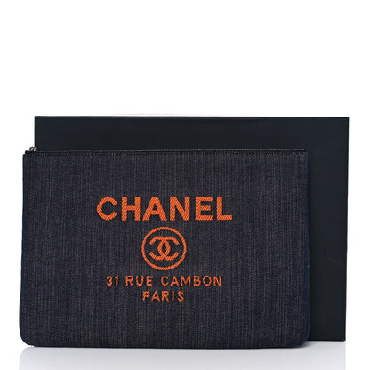Chanel Denim Medium Deauville Cosmetic Pouch Blue Orange 10 of 10