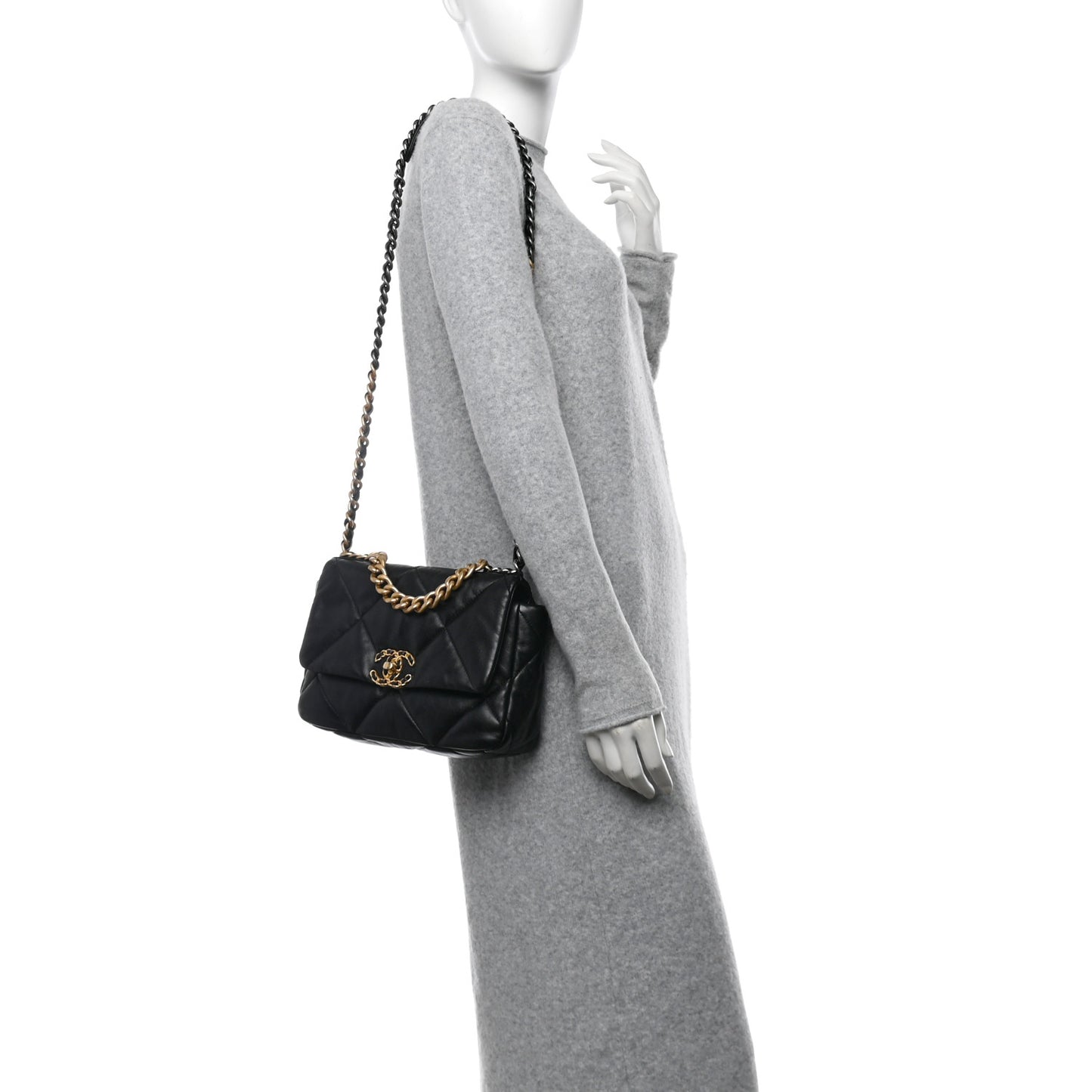 Lambskin Quilted Medium Chanel 19 Flap Black