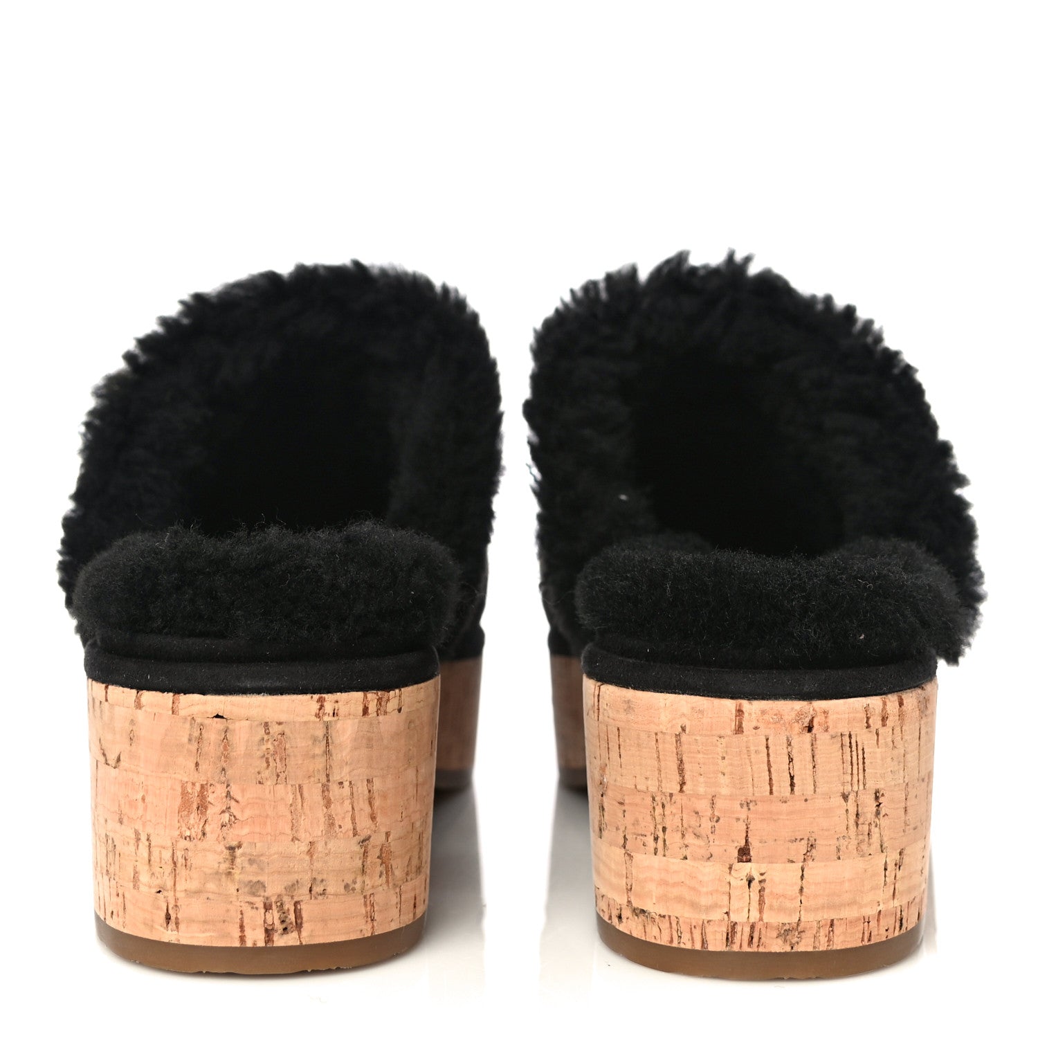 Chanel Suede Calfskin Shearling Turn Lock Clogs 39 Black 6 of 19