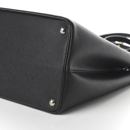 Prada Saffiano Cuir Medium Double Handle Tote Black Fuoco 8 of 11