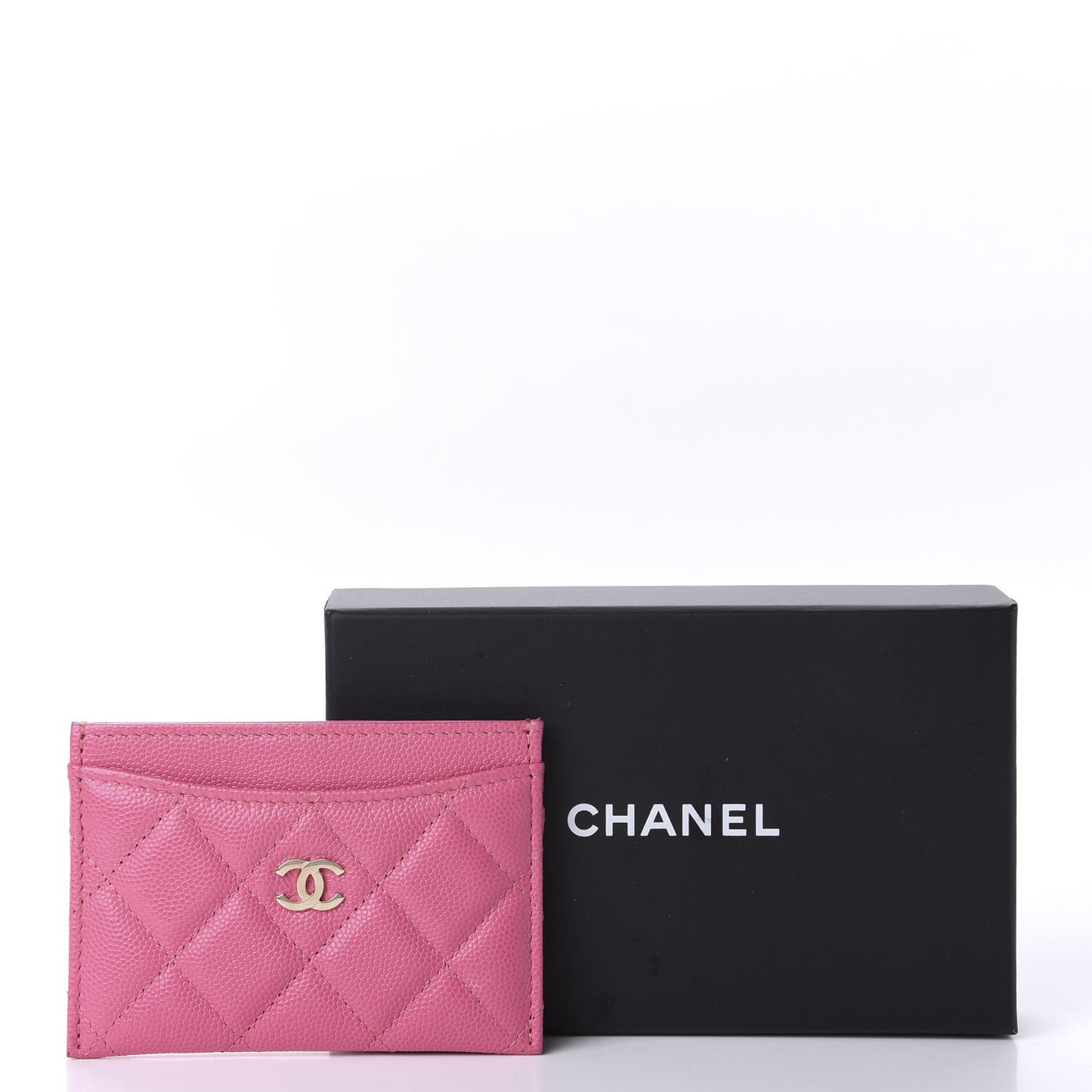 Caviar Quilted Card Holder Pink