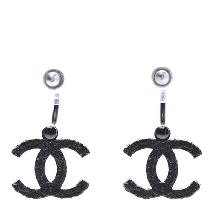 Chanel CC Camellia Drop Earrings Black 4 of 5