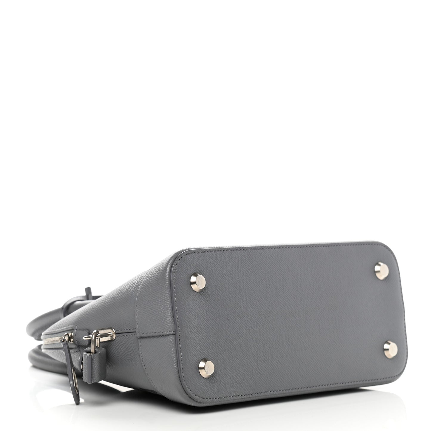 Grained Calfskin S Ville Top Handle Bag Gris Glace
