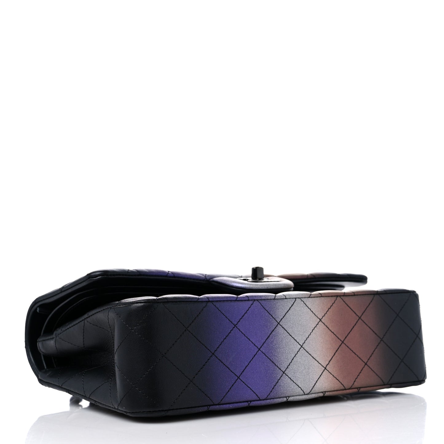 Calfskin Quilted Ombre Medium Double Flap Black