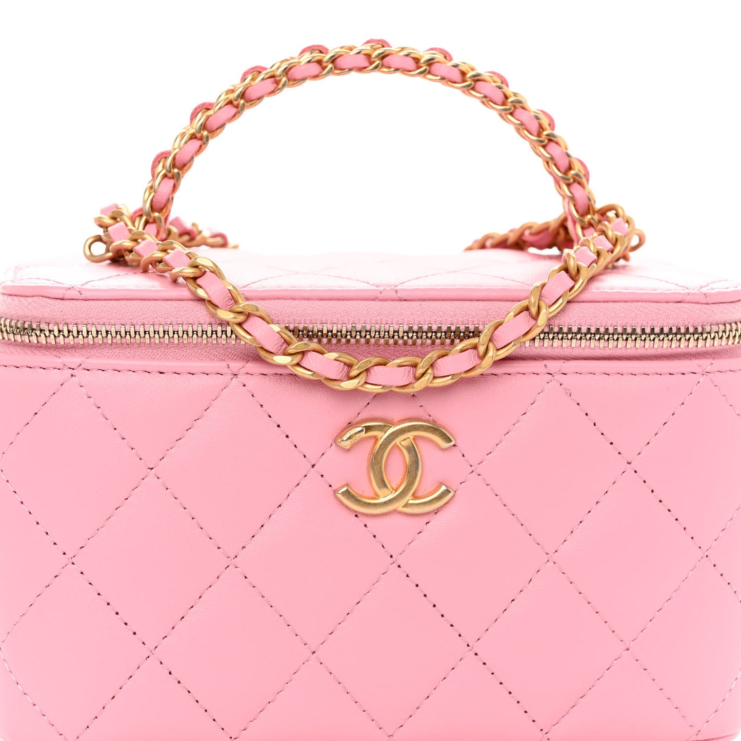 Lambskin Quilted Pick Me Up Vanity Case Pink