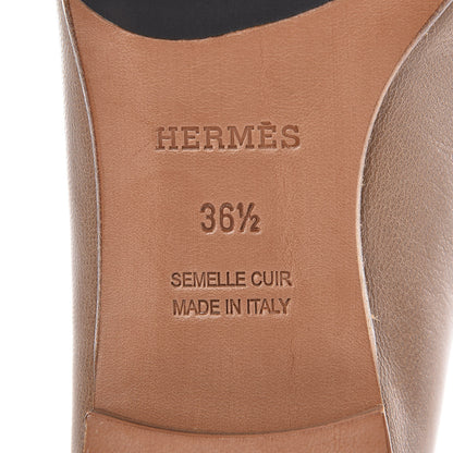 Hermes Goatskin Womens Paris Loafers 36.5 Etoupe 6 of 9