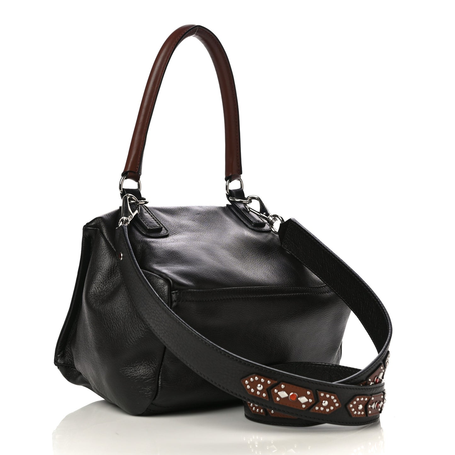 Calfskin Small Studded Pandora Black Brown