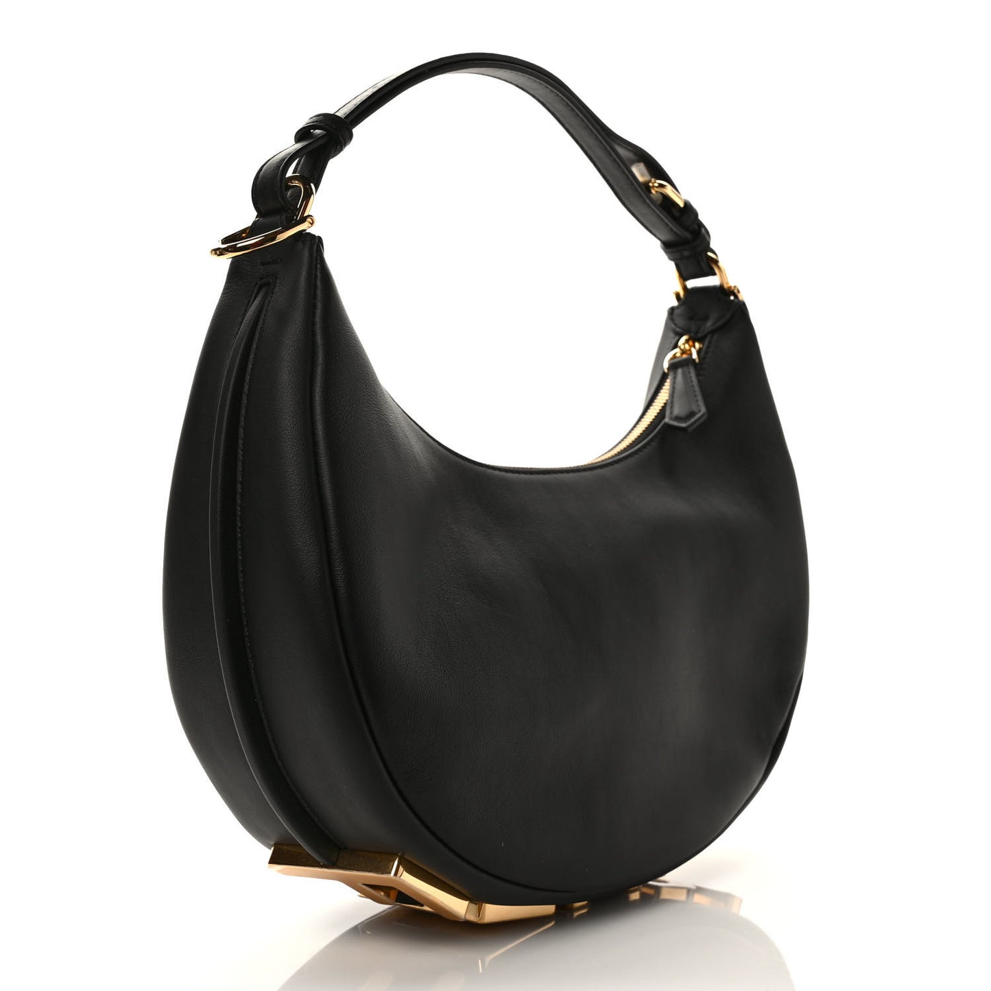 Vitello Grace Matte Small Fendigraphy Hobo Bag Black