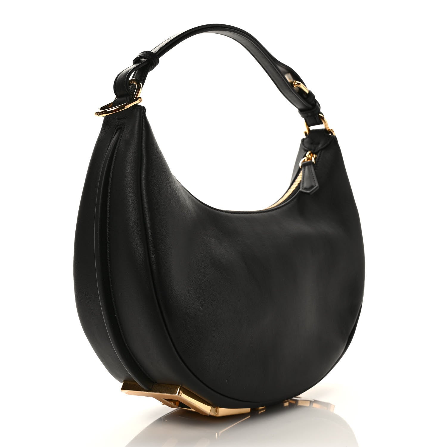 Fendi Vitello Grace Matte Small Fendigraphy Hobo Bag Black 3 of 9