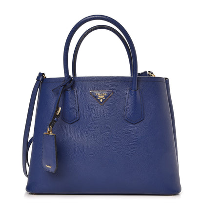 Prada Saffiano Cuir Medium Double Bag Bleuette 1 of 6