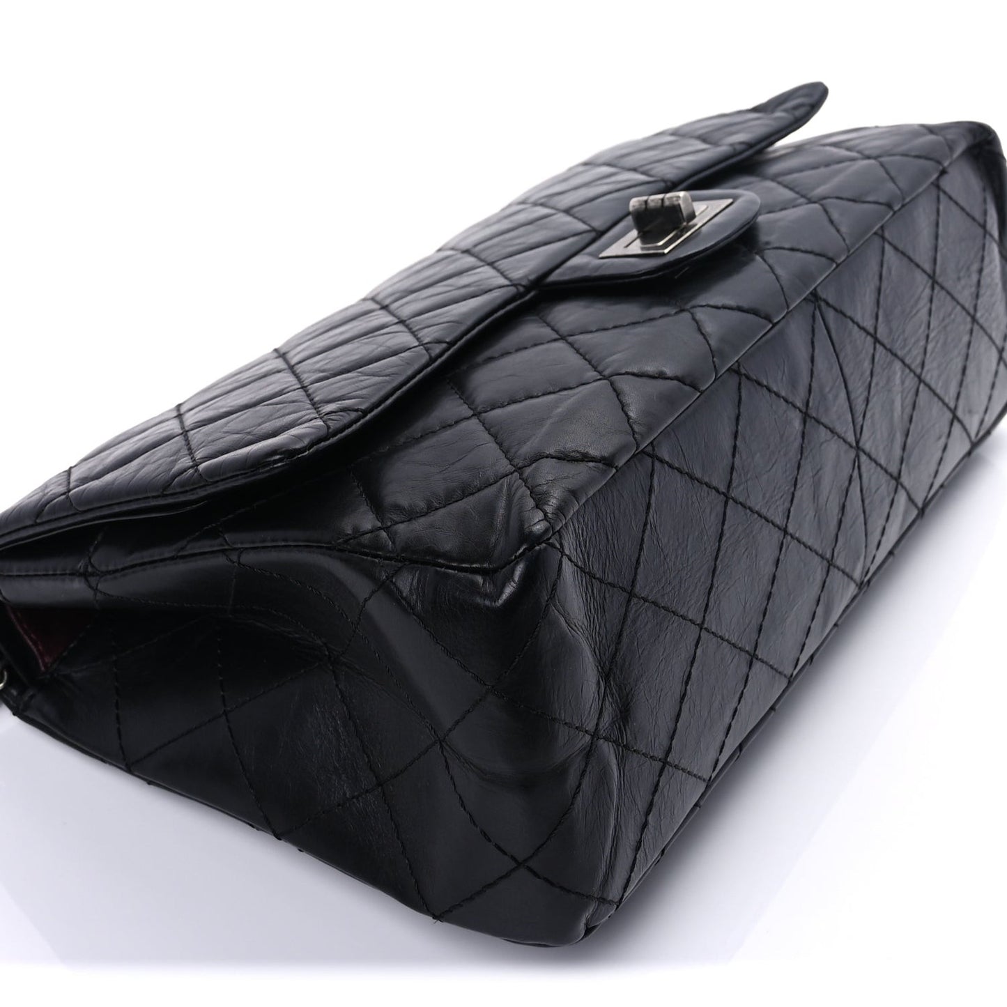 Aged Calfskin Quilted 2.55 Reissue 227 Flap  So Black