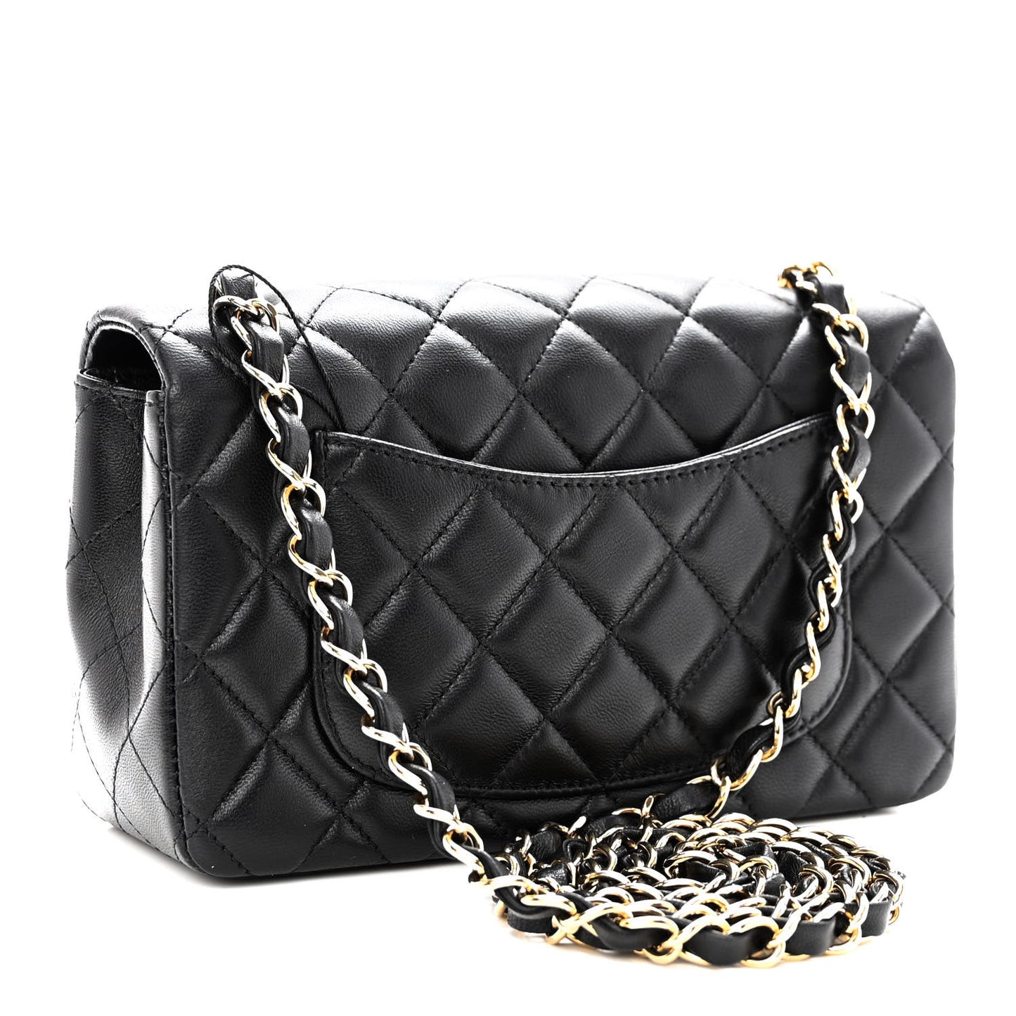 Lambskin Quilted Mini Rectangular Flap Black