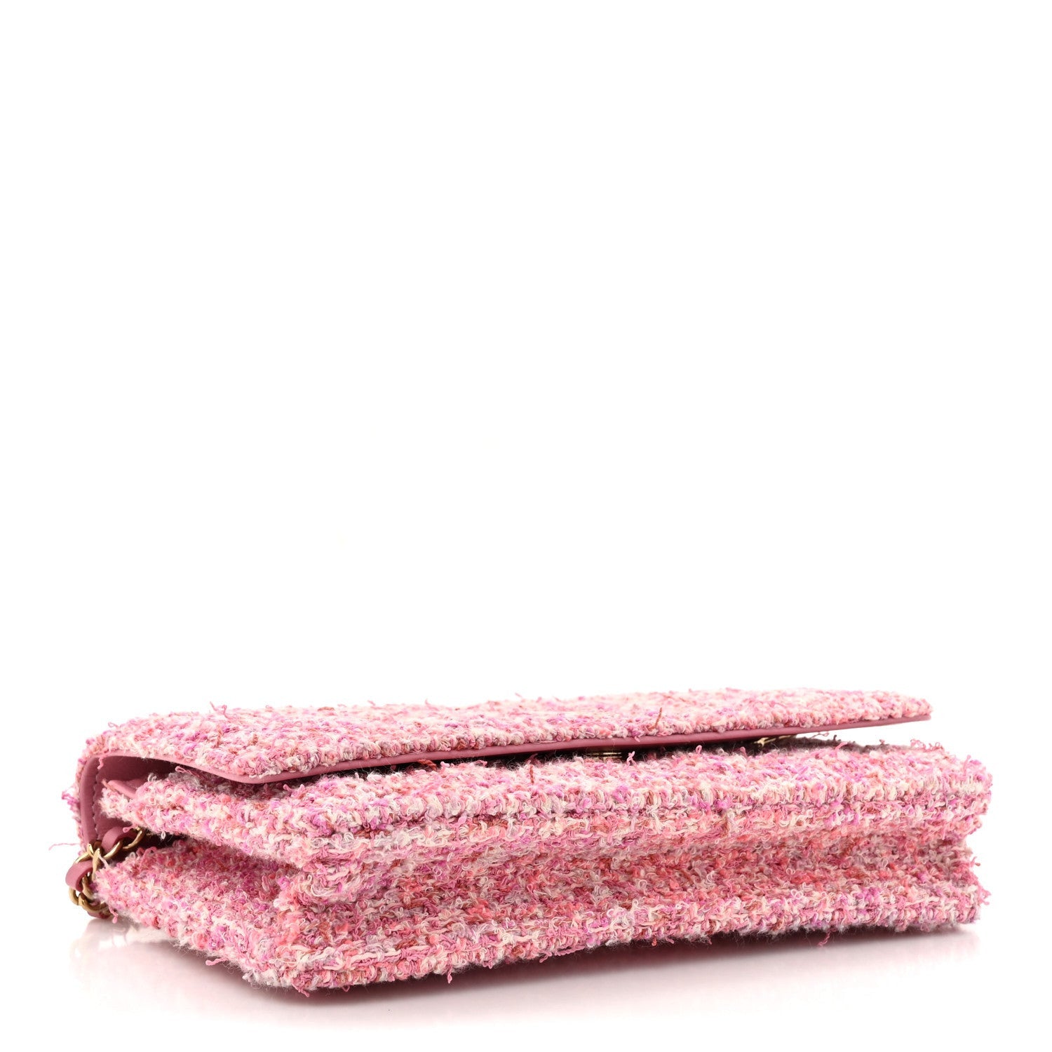 Chanel Tweed Quilted Wallet On Chain WOC Pink 4 of 7