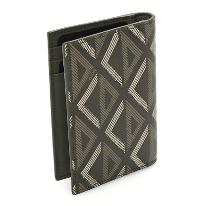 Christian Dior Calfskin CD Diamond Canvas Bi-Fold Card Holder Green 3 of 7