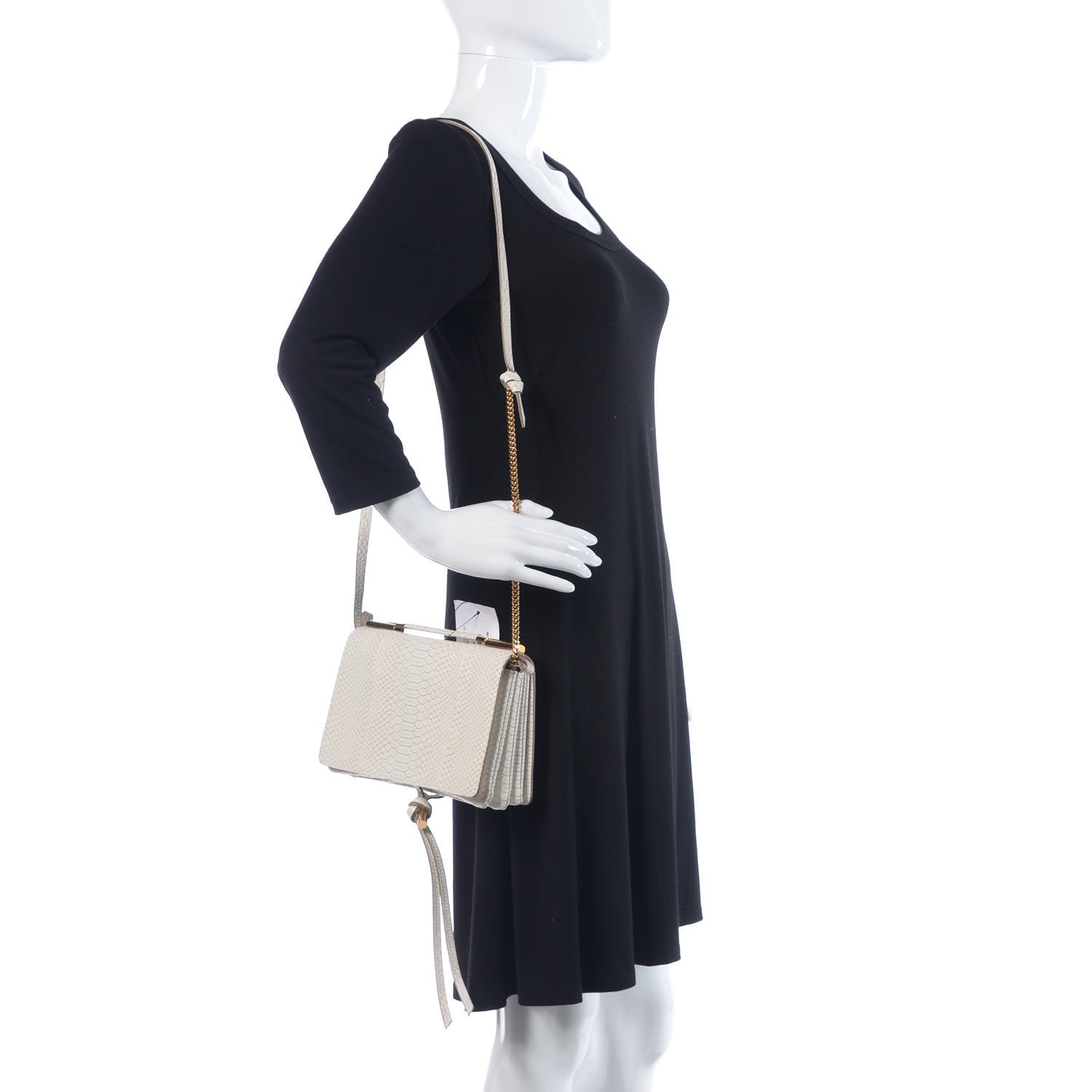 Stella McCartney Alter Snake Embossed Small Flo Shoulder Bag Ivory 2 of 10