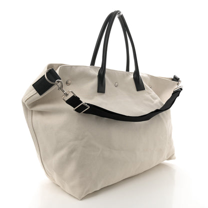 Saint Laurent Linen Calfskin Rive Gauche Maxi Tote Grege et Noir 3 of 12