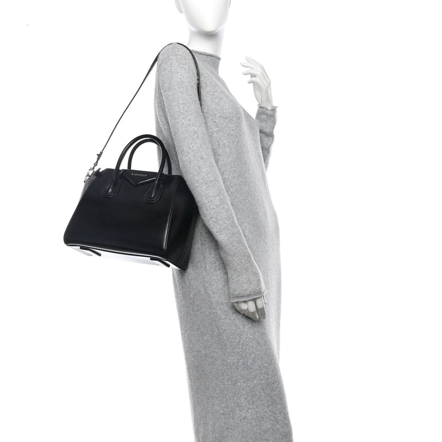 Shiny Lord Calfskin Small Antigona Black