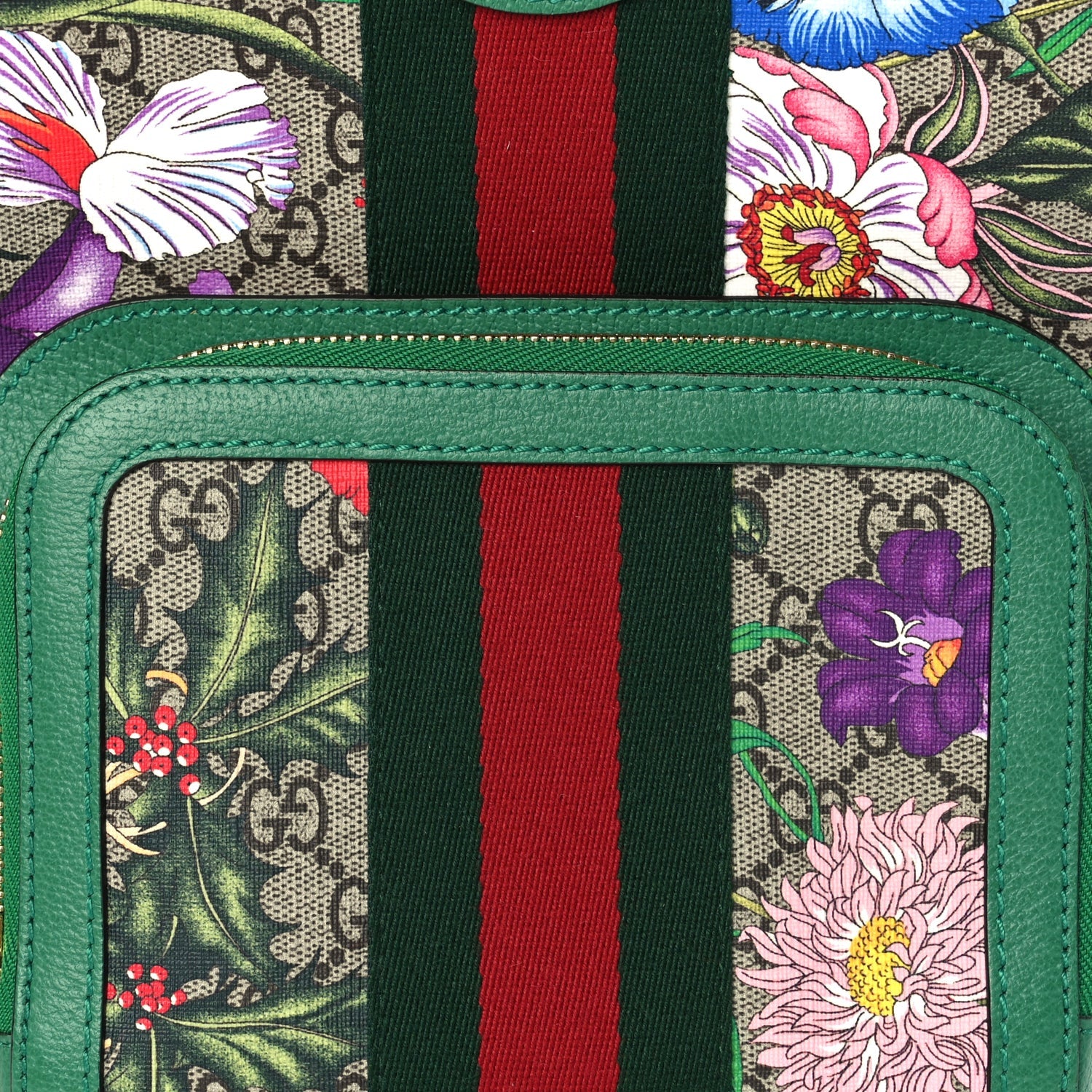 Gucci GG Supreme Monogram Flora Web Small Ophidia Day Backpack Green 6 of 8
