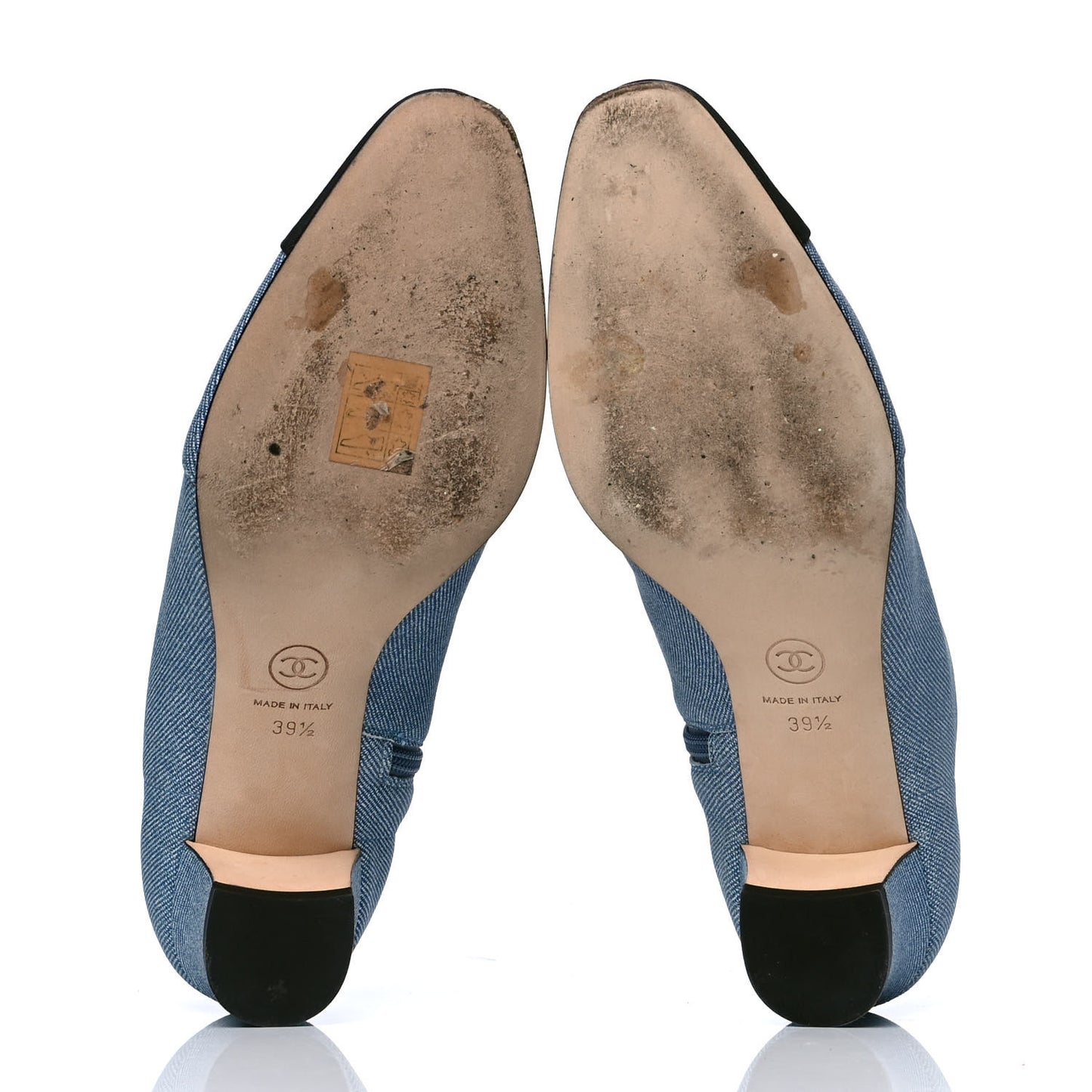 Denim Grosgrain Cap Toe Short Boots 39.5 Blue