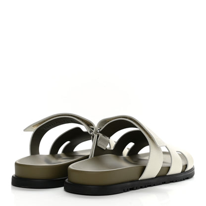 Hermes Epsom Mens Chypre Sandals 44 Beige Glaise Vert Toundra 4 of 8