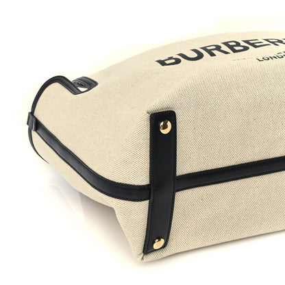 Burberry Cotton Soft Canvas Calfskin Medium Belt Tote Natural Black 7 of 8