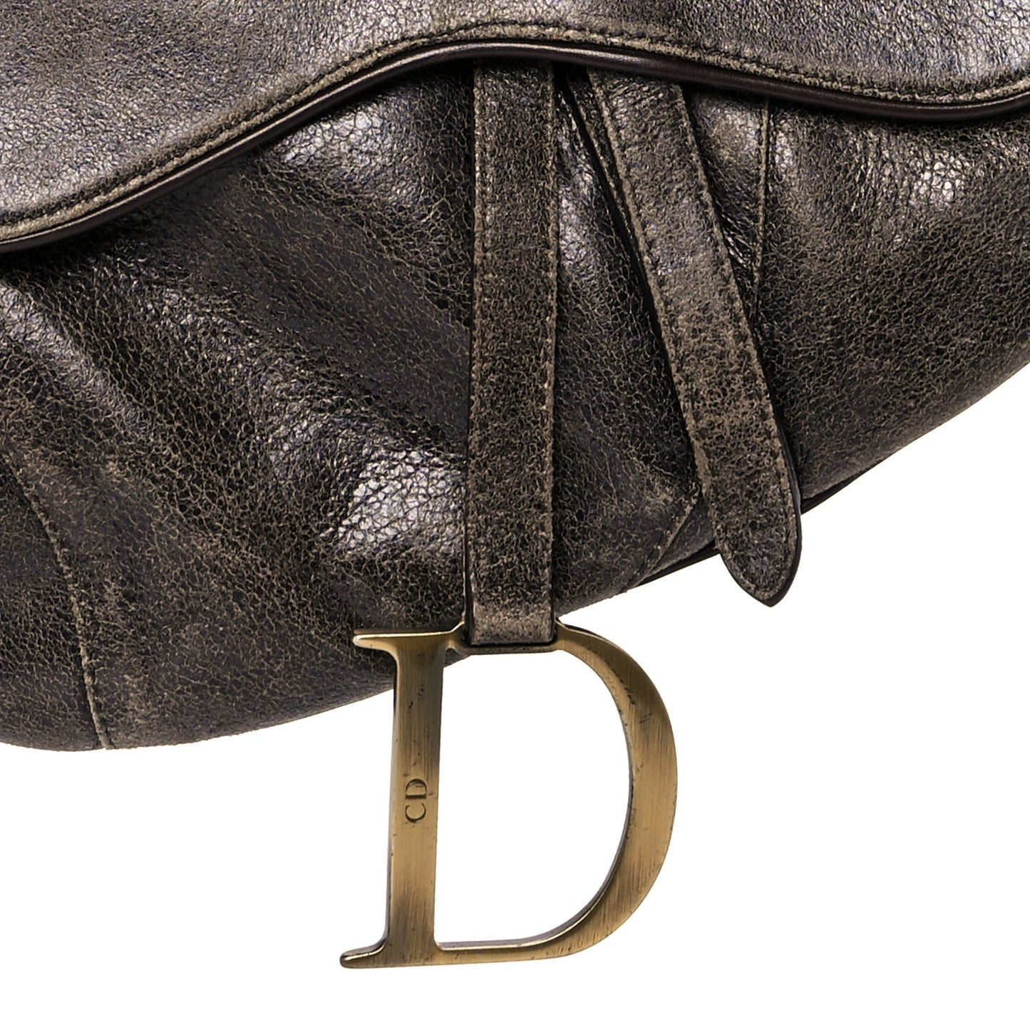 Distressed Calfskin Saddle Bag Brown