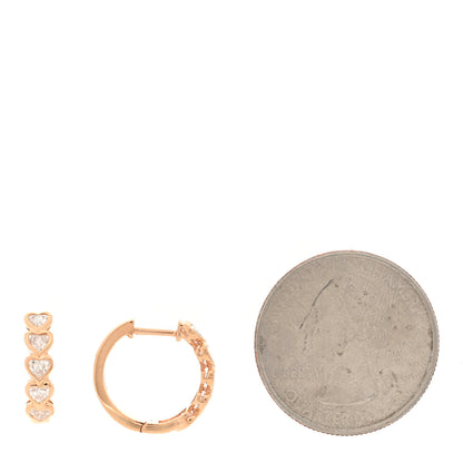 Anita Ko 18K Rose Gold Diamond Bezel Heart Hoop Earrings 2 of 5