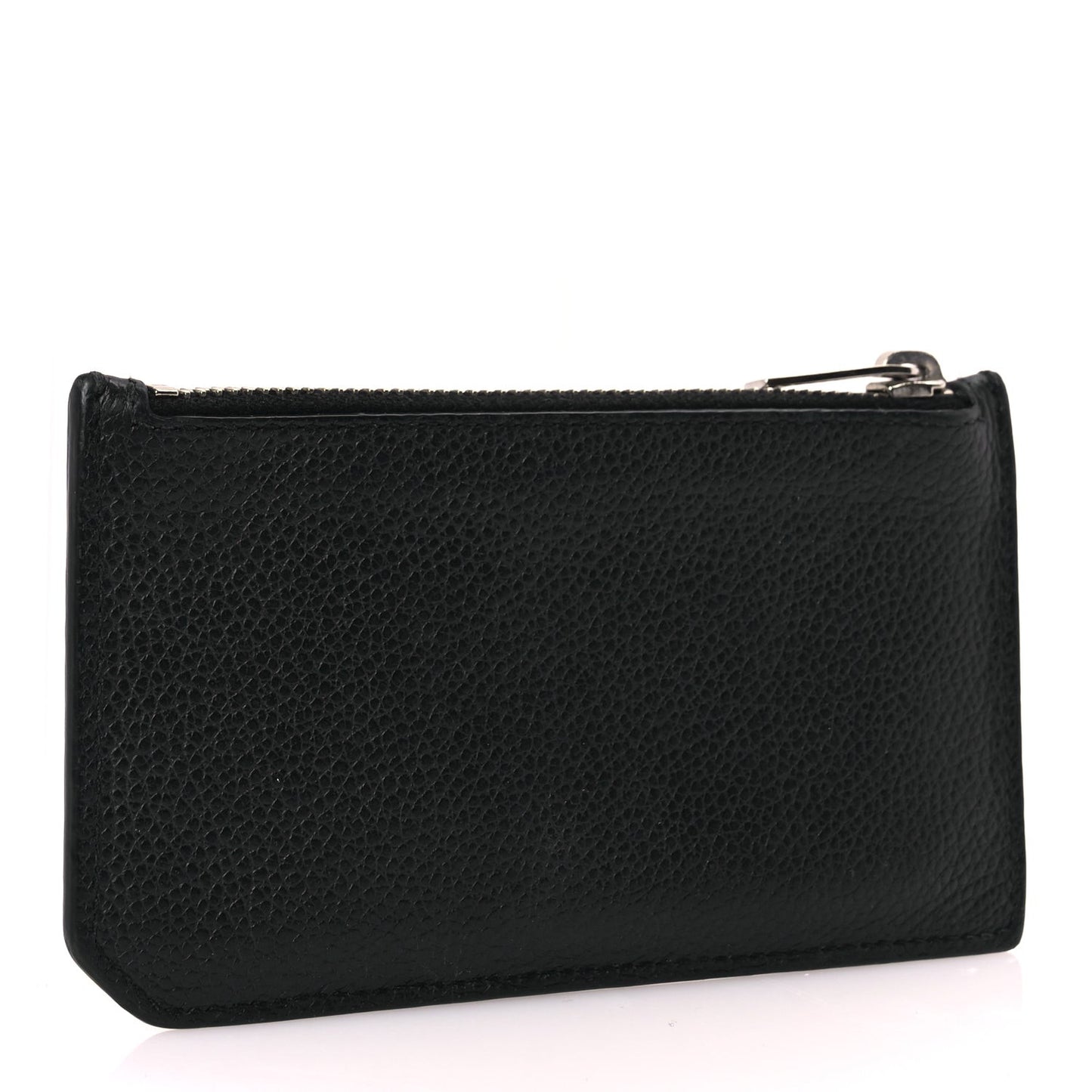 Grained Calfskin 5 Fragments Zip Pouch Card Holder Black