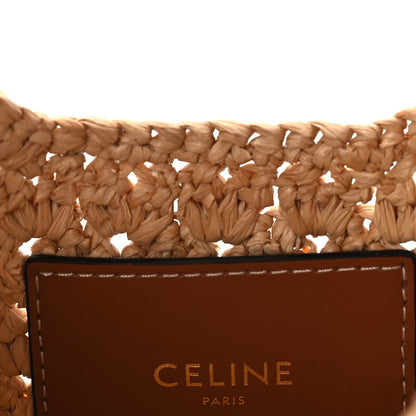 Celine Raffia Calfskin Triomphe Panier Hobo Bag Natural Tan 5 of 8