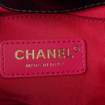 Chanel Shiny Aged Calfskin CC Chain Mini Drawstring Bag Black 6 of 11