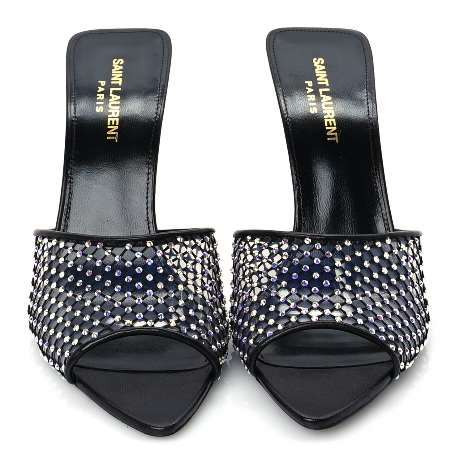 Saint Laurent Mesh Strass Giqua 95 Mule Sandals 38.5 Black 4 of 8