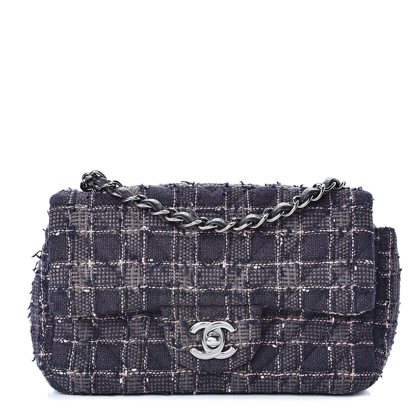 Tweed Quilted Mini Rectangular Flap Multicolor