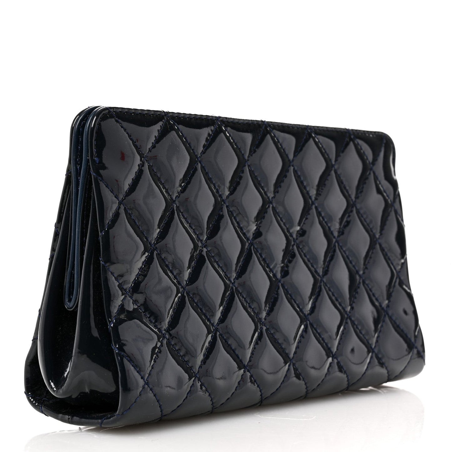 Patent CC Quilted Timeless Clutch Navy