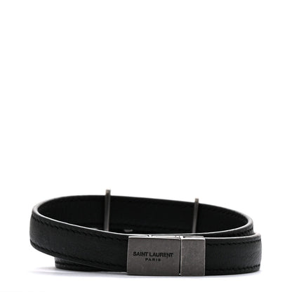 Saint Laurent Calfskin Opyum Double Wrap Bracelet Black 3 of 5