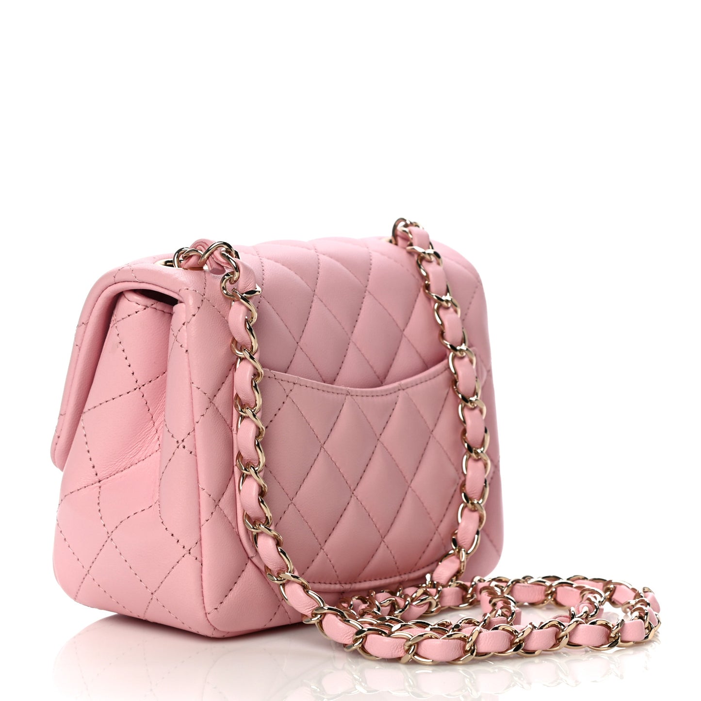 Lambskin Quilted Mini Square Flap Pink