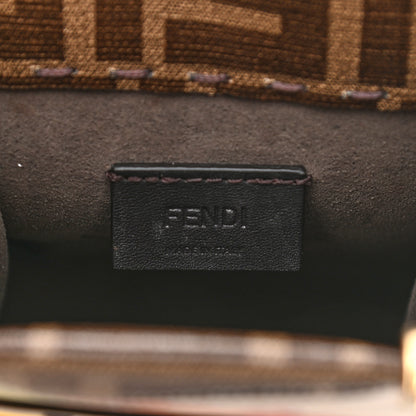 Fendi Glazed Fabric Vitello King Plexiglass FF 1974 Logo Hairdo Girls Inlay Mini Fendi Sunshine Shopper Tote Mogano Panna Multicolor 6 of 9