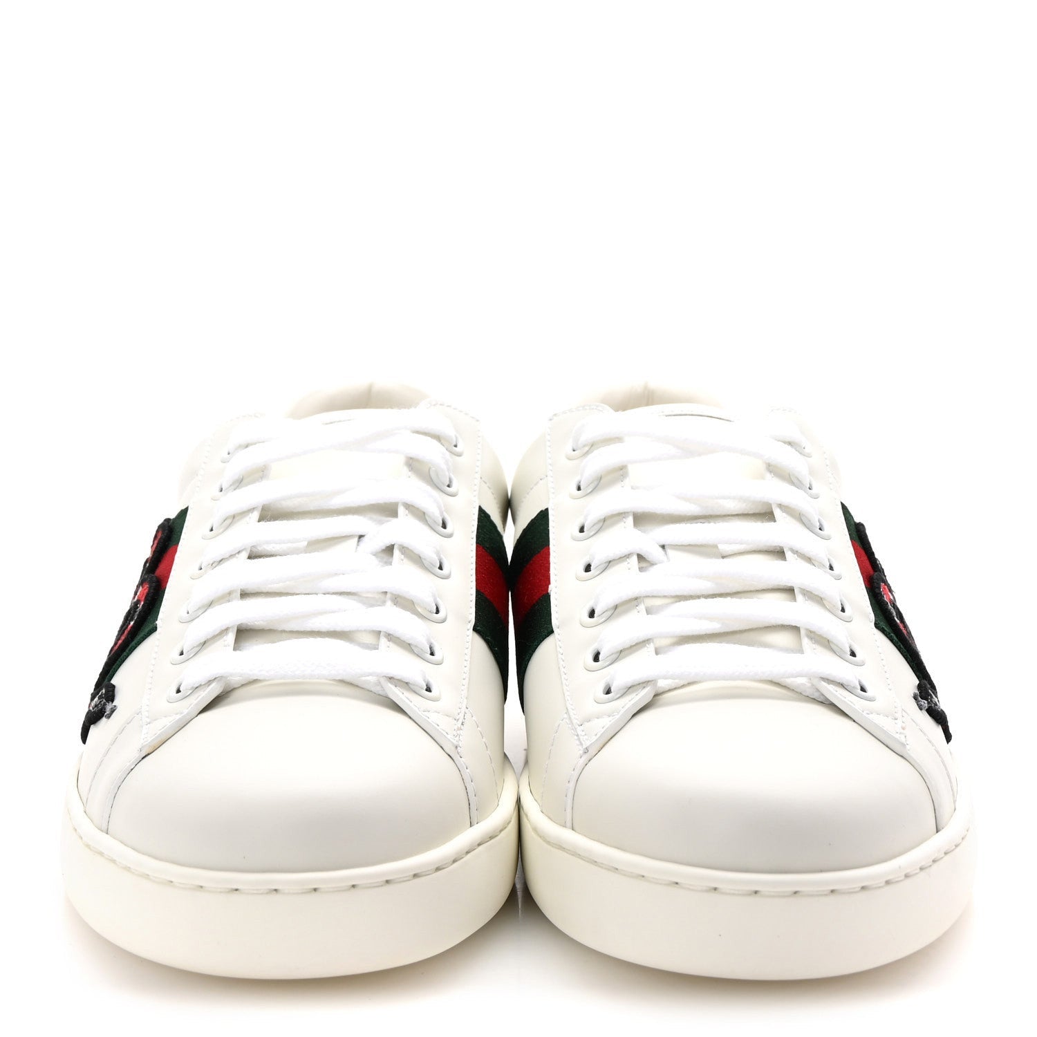 Gucci Calfskin Ayers Kingsnake Embroidered Mens Ace Sneakers 8 Green Red 3 of 7