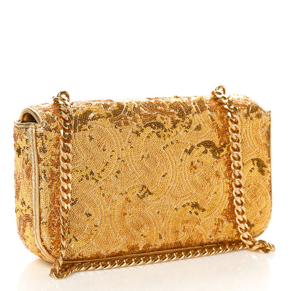 Celine Sequin Triomphe Chain Shoulder Bag Gold 3 of 11