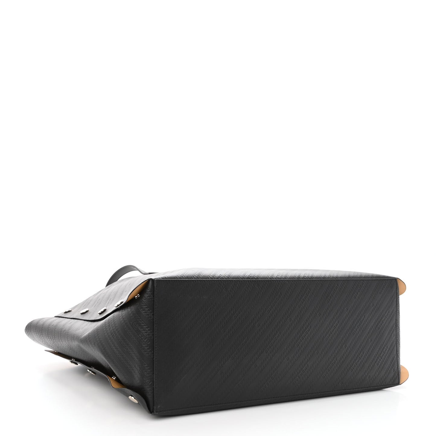 Calfskin Chain Embossed Large Bond Shopper Tote Black