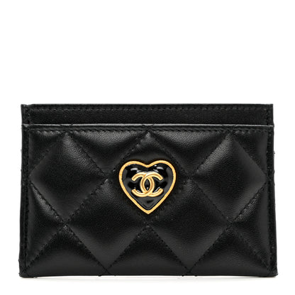 Chanel Lambskin Plexiglass Quilted Coco Love Card Holder Black 1 of 8
