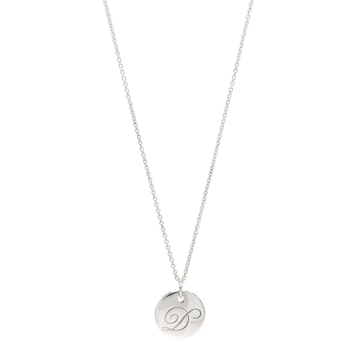 Tiffany Sterling Silver Letter D Round Pendant Necklace 1 of 5
